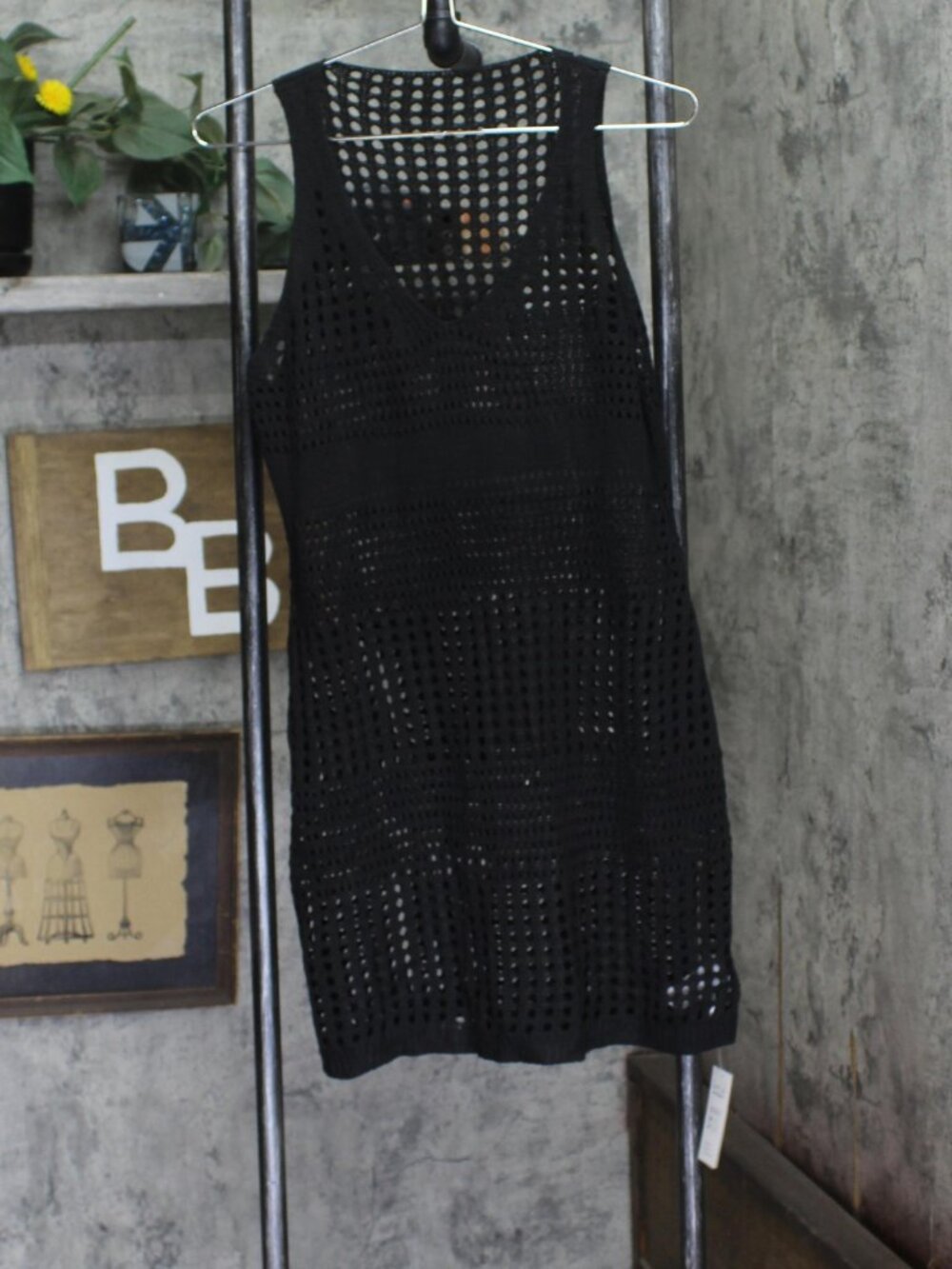 Cupshe Black Knit Sleeveless Cutout Mini Cover Up Beach Dress S Sz S